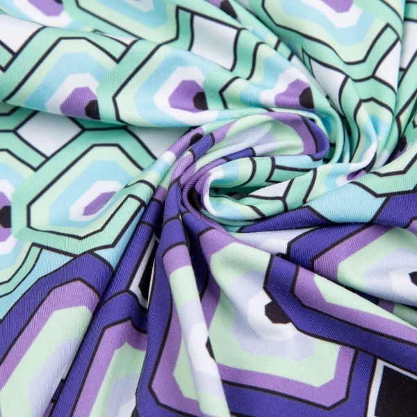 エミリオプッチEMILIO PUCCI 幾何学プリントスクエアネック半袖ワンピース 白水色他42 K-118984_014