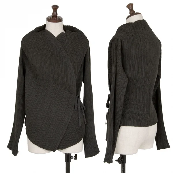 イッセイミヤケ フェットISSEY MIYAKE FETE プリーツドレープデザインジャケット チャコール2 K-118986_001