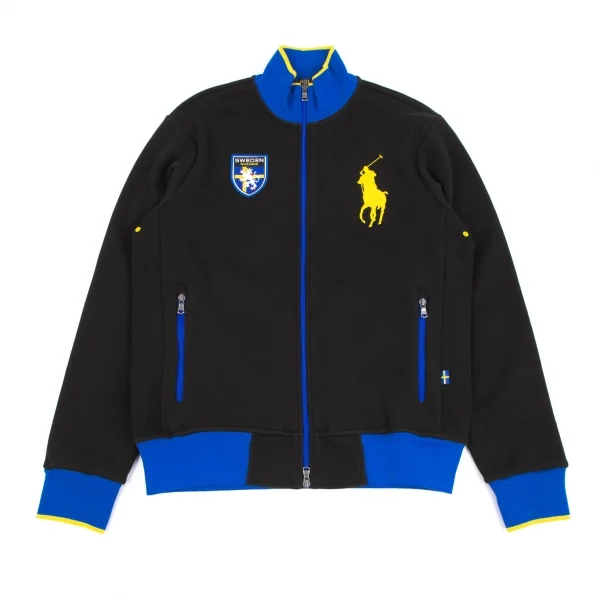 ポロラルフローレンPOLO RALPH LAUREN ビッグポニー刺繍スウェーデンワッペンスウェットトラックジャケット 黒M K-118988_001