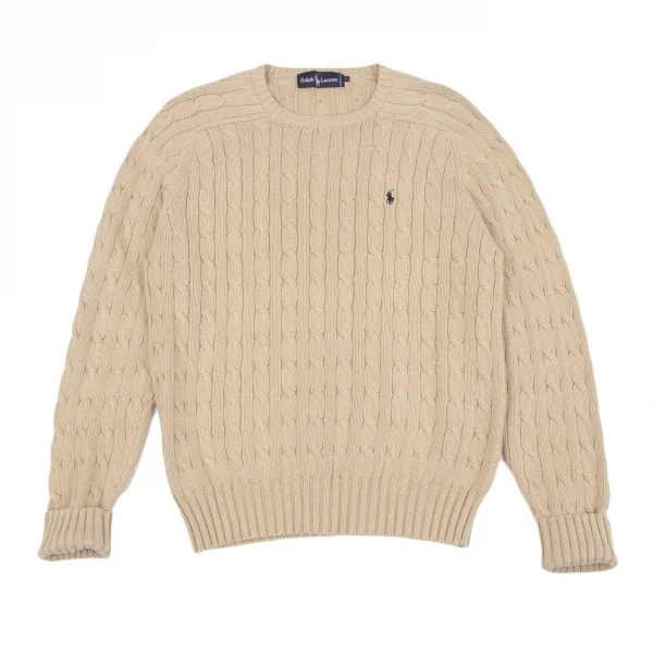 ラルフローレンRalph Lauren ポニーワンポイント刺繍ケーブルニット ベージュL K-118990_001