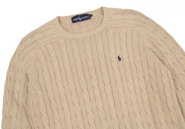 ラルフローレンRalph Lauren ポニーワンポイント刺繍ケーブルニット ベージュL K-118990_002