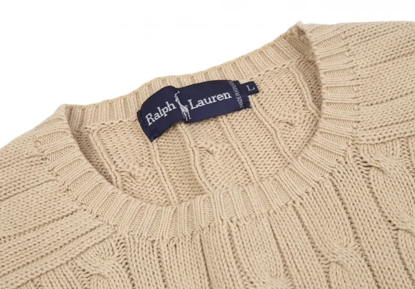 ラルフローレンRalph Lauren ポニーワンポイント刺繍ケーブルニット ベージュL K-118990_003