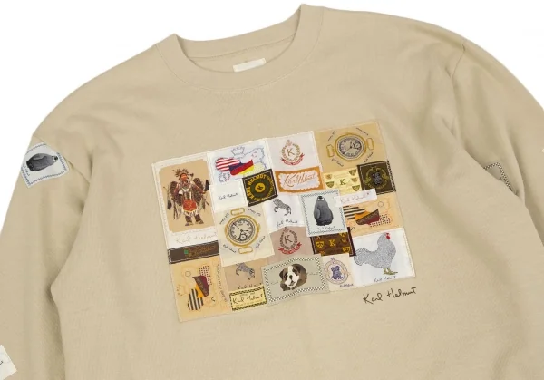 カールヘルムKarl Helmut パッチワークデザイン長袖Tシャツ ベージュM K-118995_002