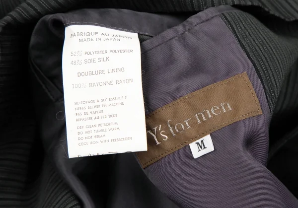 ワイズフォーメンY's for men  ポリシルク背抜きストライプ3Bジャケット チャコールM K-119018_017
