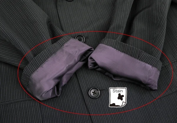 ワイズフォーメンY's for men  ポリシルク背抜きストライプ3Bジャケット チャコールM K-119018_008