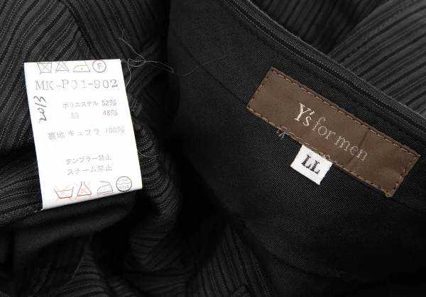 ワイズフォーメンY's for men ポリシルクストライプテーパードパンツ チャコールLL K-119019_015