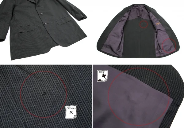 ワイズフォーメンY's for men ポリシルクストライプセットアップ チャコールM・LL K-119020_008