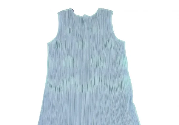 プリーツプリーズPLEATS PLEASE ドットエンボスレイヤードノースリーブワンピース 水色青2 K-119024_010