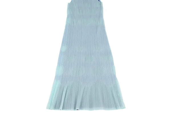 プリーツプリーズPLEATS PLEASE ドットエンボスレイヤードノースリーブワンピース 水色青2 K-119024_006