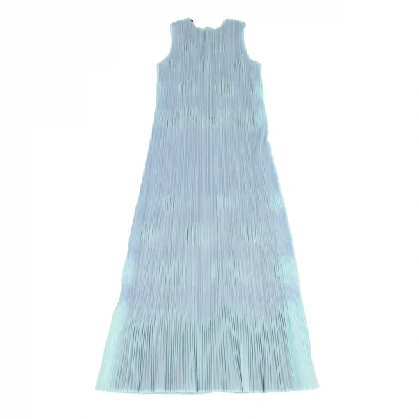 プリーツプリーズPLEATS PLEASE ドットエンボスレイヤードノースリーブワンピース 水色青2 K-119024_009