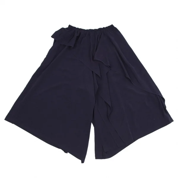 Y's Triacetate Poly Crepe Frill Pants Navy 1 K-119063_001