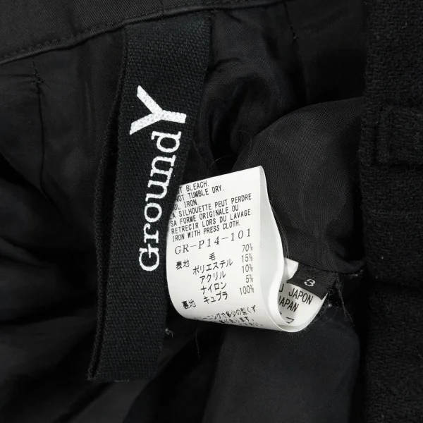 グラウンド ワイGround Y ウール混紡ドロスト裾リブパンツ 黒3 K-119067_014