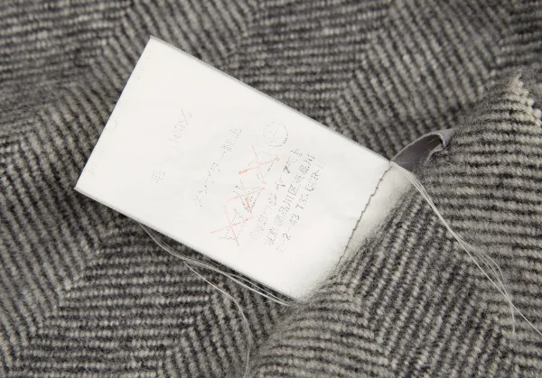 ヨウジヤマモト プールオムYohji Yamamoto POUR HOMME ウールヘリンボーン織りフリンジストール グレー K-119079_005
