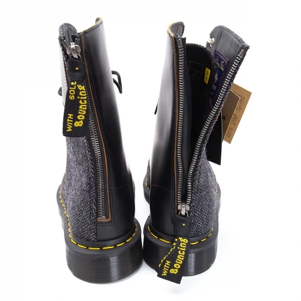 新品!ワイズ×ドクターマーチンY's× Dr Martens ヘリンボーン切替10ホールブーツ UK7 黒グレー茶UK7(26位) K-119085_004