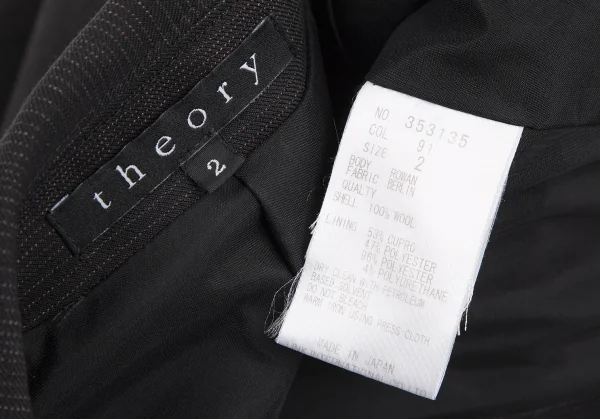 セオリーTheory ピンストライプウールジャケット 黒2 K-119087_016
