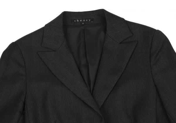 セオリーTheory ピンストライプウールジャケット 黒2 K-119087_003