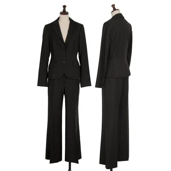 セオリーTheory ピンストライプウールフレアパンツ 黒4 K-119088_012