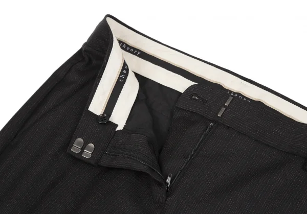 セオリーTheory ピンストライプウールフレアパンツ 黒4 K-119088_003
