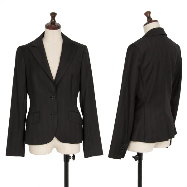 セオリーTheory ピンストライプウールセットアップスーツ 黒2・4 K-119089_002