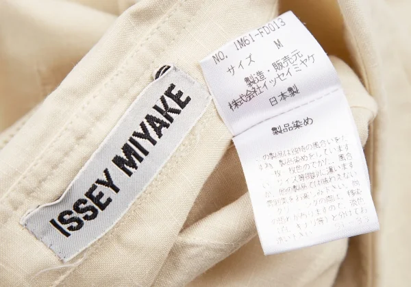 イッセイミヤケISSEY MIYAKE透かしデザイン製品染めリネンシャツ ベージュM K-119096_018
