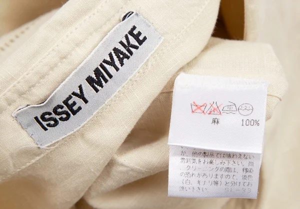 イッセイミヤケISSEY MIYAKE透かしデザイン製品染めリネンシャツ ベージュM K-119096_019