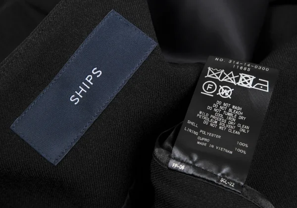 シップスSHIPS ノーカラーポリコート 黒36 K-119105_015