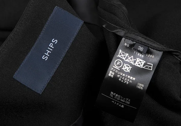 シップスSHIPS ノーカラーポリコート 黒36 K-119105_016