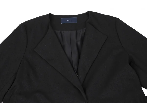 シップスSHIPS ノーカラーポリコート 黒36 K-119105_003