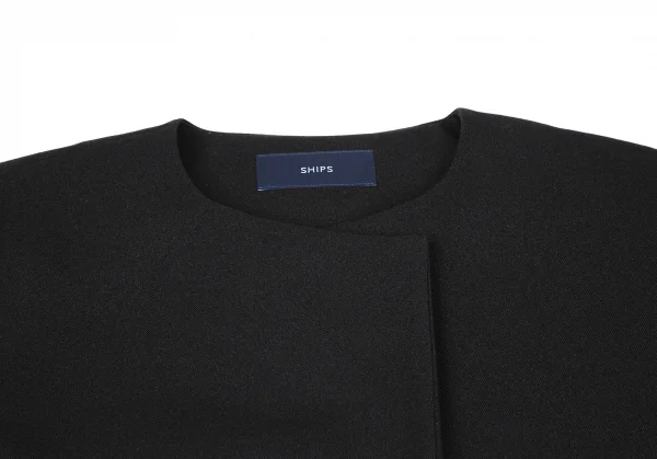 シップスSHIPS ノーカラーポリコート 黒36 K-119105_004