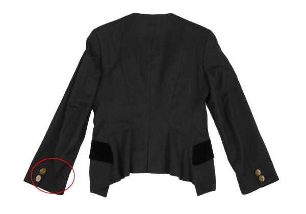 ヴィヴィアンウエストウッド レッドレーベルVivienne Westwood Red Label ベロアポケット変形カラーウールジャケット チャコール42 K-119112_010
