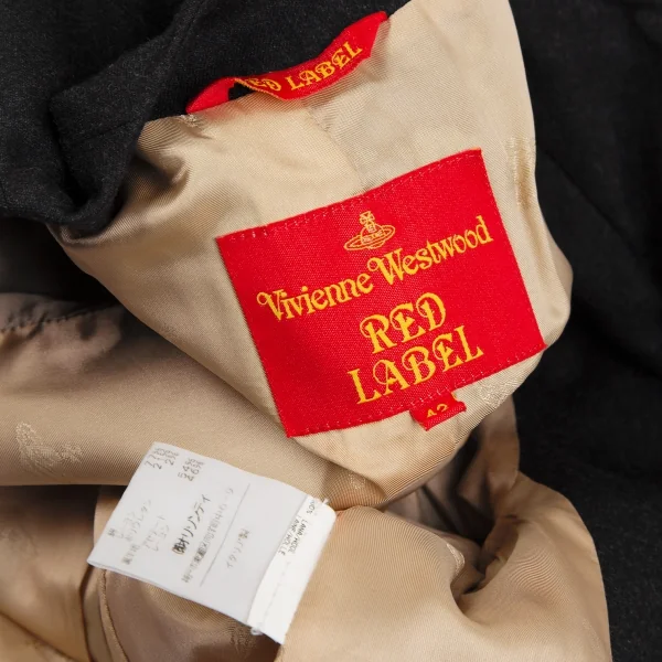 ヴィヴィアンウエストウッド レッドレーベルVivienne Westwood Red Label ベロアポケット変形カラーウールジャケット チャコール42 K-119112_014