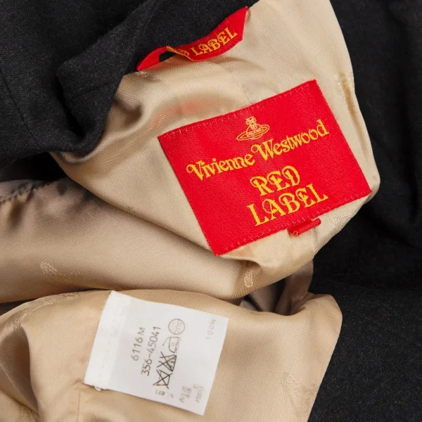 ヴィヴィアンウエストウッド レッドレーベルVivienne Westwood Red Label ベロアポケット変形カラーウールジャケット チャコール42 K-119112_015