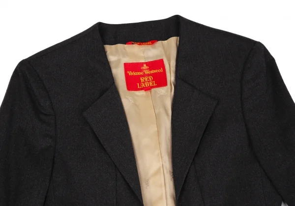 ヴィヴィアンウエストウッド レッドレーベルVivienne Westwood Red Label ベロアポケット変形カラーウールジャケット チャコール42 K-119112_003