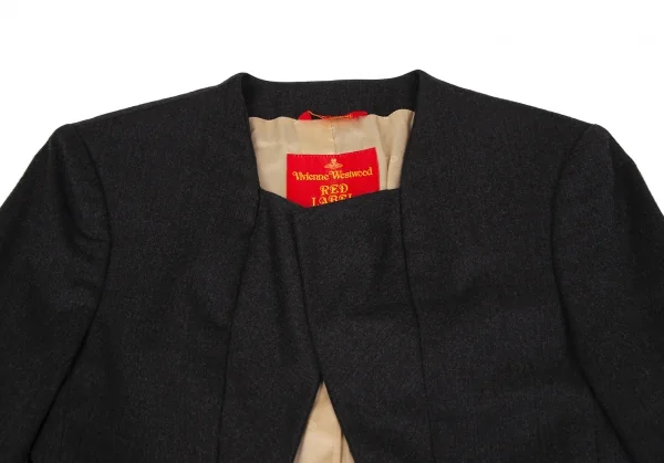 ヴィヴィアンウエストウッド レッドレーベルVivienne Westwood Red Label ベロアポケット変形カラーウールジャケット チャコール42 K-119112_004