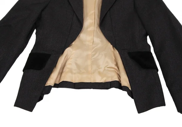 ヴィヴィアンウエストウッド レッドレーベルVivienne Westwood Red Label ベロアポケット変形カラーウールジャケット チャコール42 K-119112_008