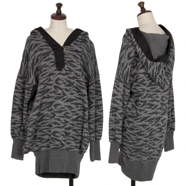 ヴィヴィアンウエストウッド レッドレーベルVivienne Westwood Red Label レオパードジャガードニットフードワンピース グレー2 K-119113_001
