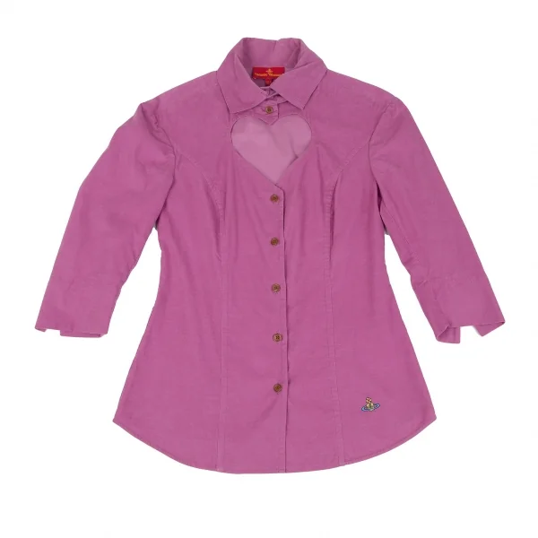 ヴィヴィアンウエストウッド レッドレーベルVivienne Westwood Red Label コーデュロイ七分袖ハートカッティングシャツ ピンク38 K-119117_002