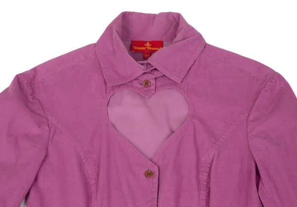 ヴィヴィアンウエストウッド レッドレーベルVivienne Westwood Red Label コーデュロイ七分袖ハートカッティングシャツ ピンク38 K-119117_003