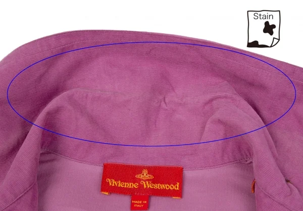 ヴィヴィアンウエストウッド レッドレーベルVivienne Westwood Red Label コーデュロイ七分袖ハートカッティングシャツ ピンク38 K-119117_006