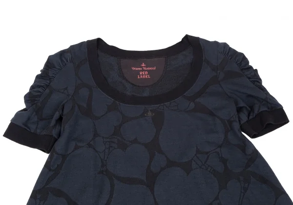 ヴィヴィアンウエストウッド レッドレーベルVivienne Westwood Red Label ハートジャガードギャザースリーブチュニック 紺黒2 K-119120_003