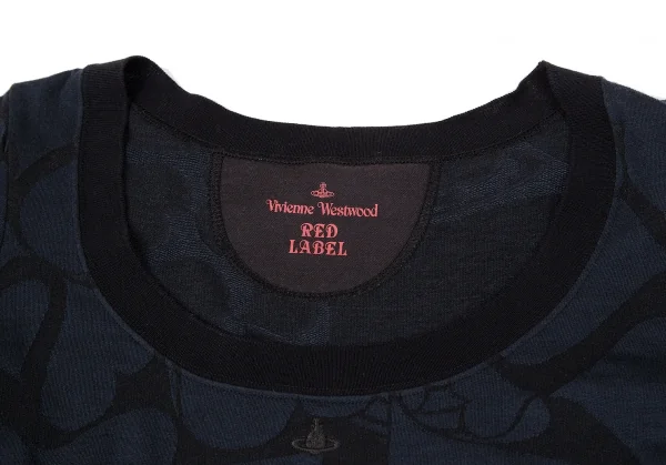 ヴィヴィアンウエストウッド レッドレーベルVivienne Westwood Red Label ハートジャガードギャザースリーブチュニック 紺黒2 K-119120_004