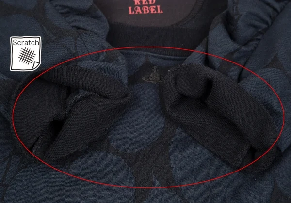 ヴィヴィアンウエストウッド レッドレーベルVivienne Westwood Red Label ハートジャガードギャザースリーブチュニック 紺黒2 K-119120_007