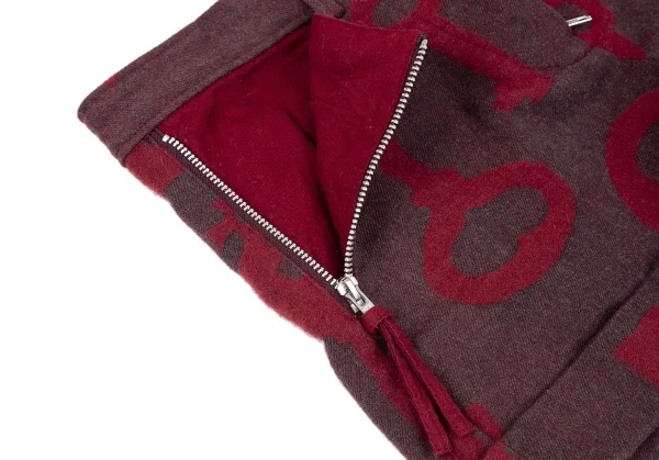 ヴィヴィアンウエストウッド レッドレーベルVivienne Westwood Red Label 鍵柄アンゴラ混ウールコットンショートパンツ グレー赤2 K-119125_004