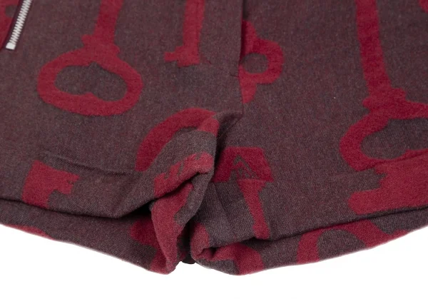 ヴィヴィアンウエストウッド レッドレーベルVivienne Westwood Red Label 鍵柄アンゴラ混ウールコットンショートパンツ グレー赤2 K-119125_005