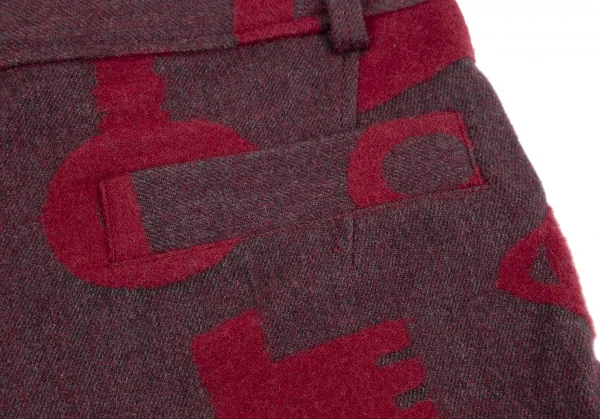 ヴィヴィアンウエストウッド レッドレーベルVivienne Westwood Red Label 鍵柄アンゴラ混ウールコットンショートパンツ グレー赤2 K-119125_008