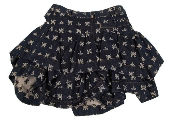 ヴィヴィアンウエストウッド レッドレーベルVivienne Westwood Red Label ジャガードフリルデニムスカート インディゴ1 K-119126_011