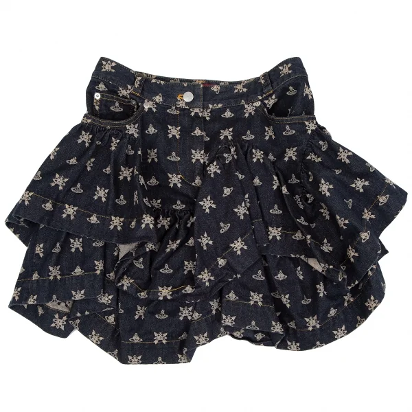 ヴィヴィアンウエストウッド レッドレーベルVivienne Westwood Red Label ジャガードフリルデニムスカート インディゴ1 K-119126_004
