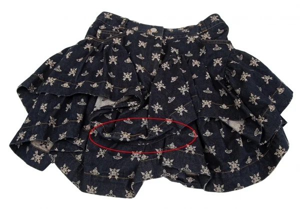 ヴィヴィアンウエストウッド レッドレーベルVivienne Westwood Red Label ジャガードフリルデニムスカート インディゴ1 K-119126_007