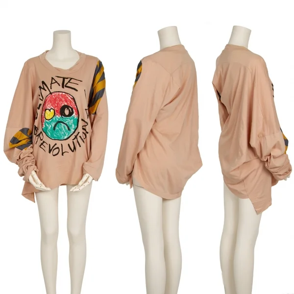 Vivienne Westwood ANGLOMANIA Printed Asymmetry T Shirt Pink M K-119128_001