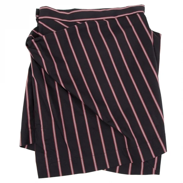 ヴィヴィアンウエストウッド アングロマニアVivienne Westwood ANGLOMANIA タック変形ストライプスカート 黒38 K-119129_010